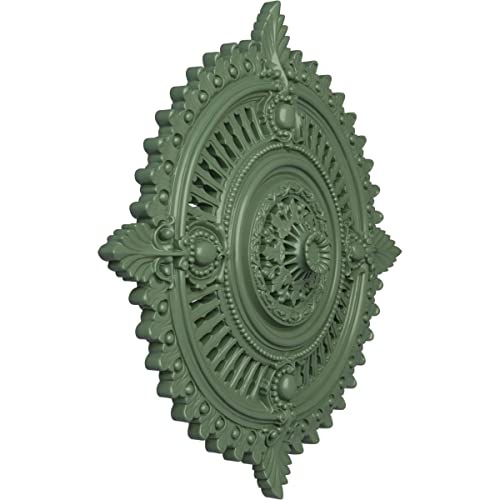 Image of 29 1 /8 inchOD x 1 1 /4 inchID x 4 inchP Haylynn Ceiling Medallion (Fits Canopies up to 1 1 /4 inch), Hand-Painted Athenian Green