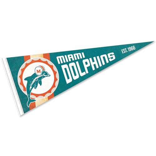 WinCraft Miami Dolphins Throwback Vintage Retro Pennant Flag