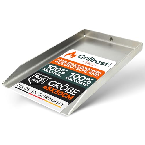 Grillrost.com Das Original Edelstahl Grillplatte | Plancha 45x34cm - passend für Napoleon LE/LEX/Prestige & Rösle | 4mm Massiv