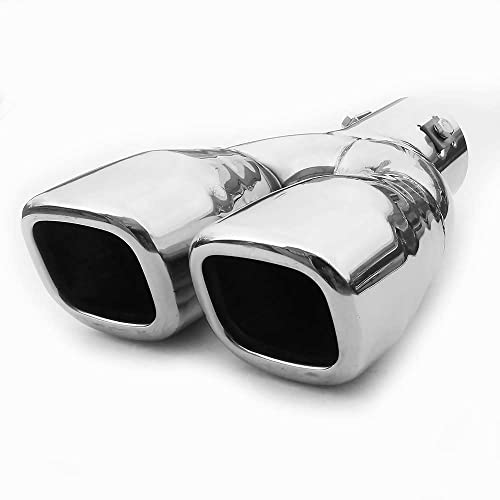 MARMITTA POSTERIORE DOPPIO scarico punta tubo coda gola accessori inox auto blu EUR 30,02