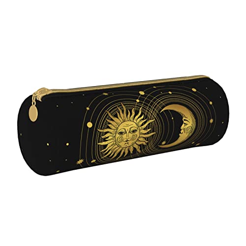 Gold Sun Moon Astuccio per matite per ragazzi e ragazze simpatico e divertente astuccio con cerniera grande per materiale scolastico per studenti adolescenti organizer per cancelleria