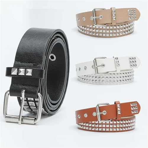 Punk Rivet Needle Buckle Male And Female Rock Pearl Leather Belt Dress Jeans2