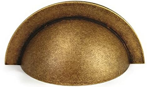 French Furniture Fittings Set of 6 Kitchen Cup Handles in Deep Antique Brass Finish
