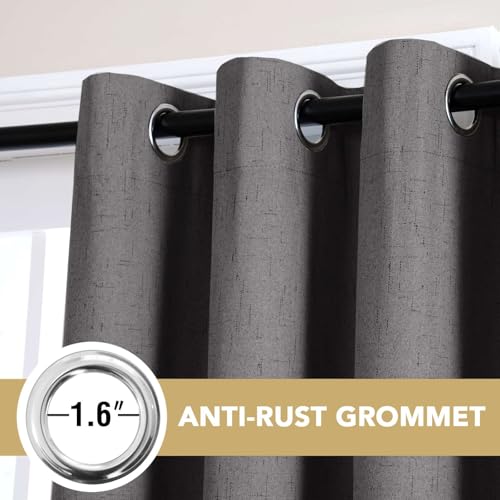 Image of H.VERSAILTEX 100% Blackout Curtains for Bedroom Thermal Insulated Linen Textured Curtains Heat and Full Light Blocking Drapes Living Room Curtains 2 Panel Sets, 52x108 - Inch, Grey