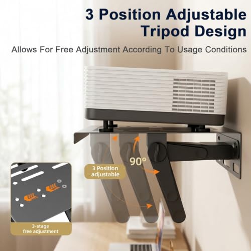 Image of ZORBES Metal Projector Stand Wall Mount No-Drill Ventilated Adjustable