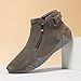 Ankle Booties for Women Boots Side Zipper Buckle Short Booties Comfortable Round Toe Flat Boot Non-Slip Running Walking Boot Outdoor Hiking Shoes Fashion Loafers Grey