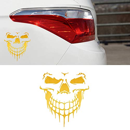 Skull Stickers And Decals For Car Windows Doors, 3D Reflective Waterproof Skull Decals For Cars Trucks (Golden) #TOP1