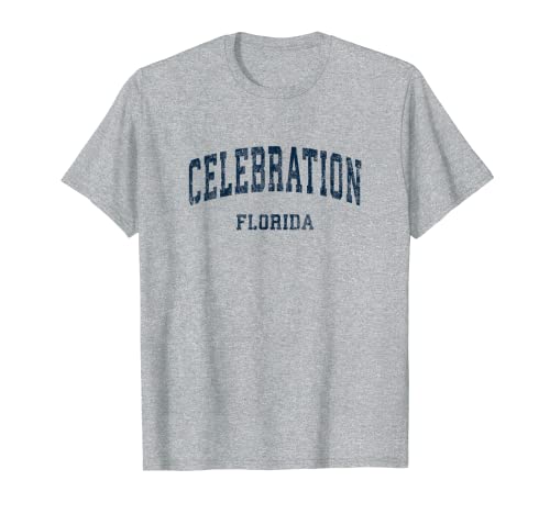 Celebration Florida FL diseño vintage deportivo azul marino Camiseta