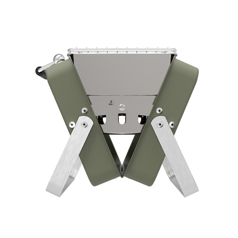 Image of Portable Barbeque Camping Grill &BBQ Utensils, Foldable Stainless Steel Charcoal Grill, Small Outdoor Travel BBQ, Compact Picnic Barbecue Cooking Grill for Camping Forest Green (Small)