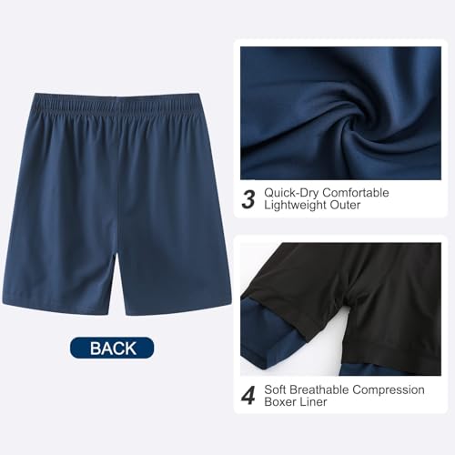 Image of HODOSPORTS Mens 7 inch Swim Trunks with Compression Liner S-6XL Quick Dry Swimming Shorts Zipper Pockets Swimsuits