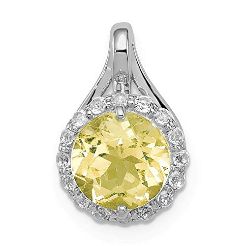 Saris and Things 925 rodio Topaz Blanco y lim�n de Cuarzo Colgante en Forma de c�rculo