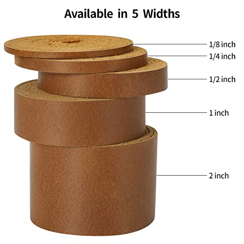 Ringsun 1 Inch Wide Flat Leather Straps For Crafts, Full Grain Leather Strips Cord String For Crafts, Tooling (2Mm Thick 72.5 Inches Long Bourbon Brown) #TOP3