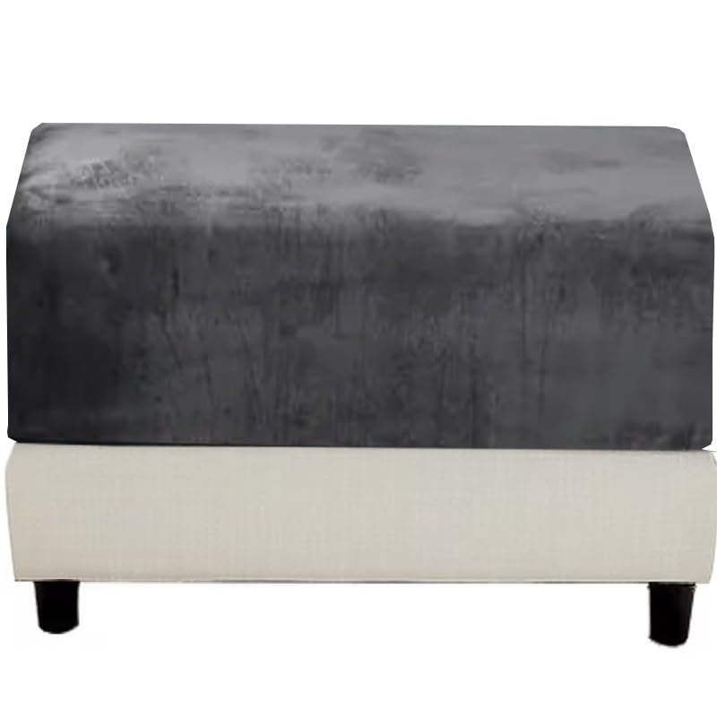 Stool Covers Square Rectangular Footstool Cover Stretch Ottoman Cover, Thicker Stretch Pouffe Cover Foot Stool Jacquard Velvet Slipcovers With Elastic Bottom, Machine Washable (Color : #18, Size : 6