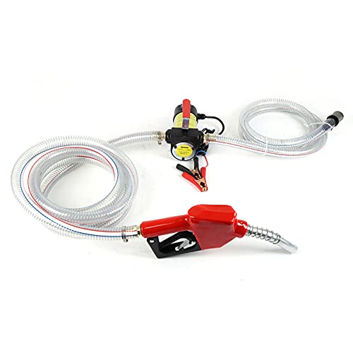 SHZICMY Dieselpumpe Heizölpumpe Selbstansaugend 12V 50L/min Kraftstoffpumpe Ölabsaugpumpe Transferpumpe Flüssigkeitspumpe Extraktor Öl Diesel Pumpe Umfüllpumpe (PVC Auslassschlauch)