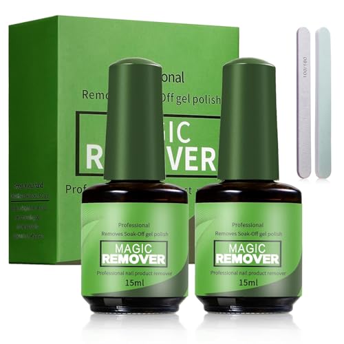 2 PCS 15ML Gel Nail Polish Remover, Gel Polish Remover for Nails, Professional Remove Gel Nail Polish, Quick & Easy Polish Remover In 2-3 Minutes