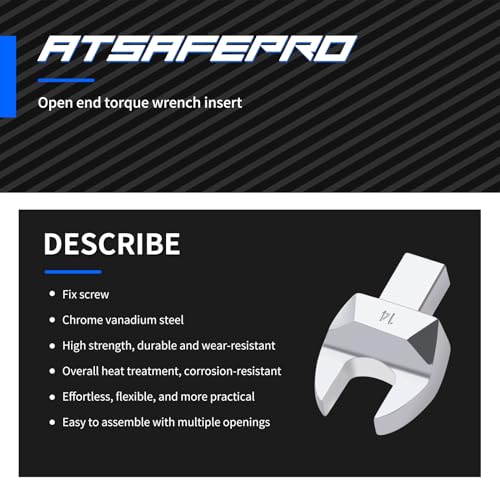 ATsafepro Open-End Socket Tool Torque Open-End Spanner, 9 x 12 mm Insertion Spanner Interchangeable Torque Wrench 14 mm - Image 4