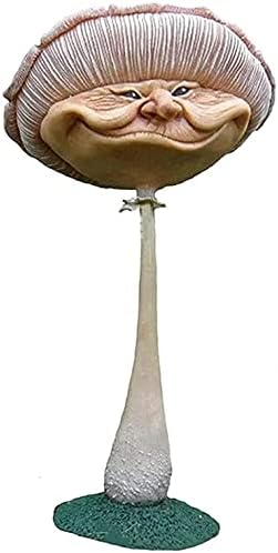 Miniature Happy Mushrooms Resin Garden Statue, Funny Mushroom Statue, Mini Happy Face Mushroom Resin Sculpture for Home Garden Outdoor Courtyard Lawn Decoration