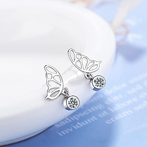 Small Hoops Earrings Elegant Wing Shinning Rhinestone Wing Dangle Earring For Women Zircon Women (Silver #1, One Size) #TOP3
