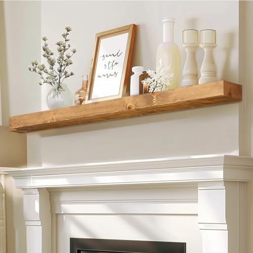 ABSWHLM 60x7x3 Fireplace Mantel - Solid Rustic Wood - Wall