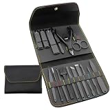 16‑Piece Manicure & Pedicure Set – Stainless Steel Nail Care Kit with Clippers, Cuticle Tools & Travel Case – Black Grooming Set for Home or On‑The‑Go