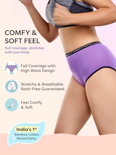 superbottoms MaxAbsorb® Period Underwear | Period Panty for Women | 8Hr Absorption | No Leaks, No Stains | High Waist, Full Coverage | Bamboo Fabric + Cotton - Pack of 2