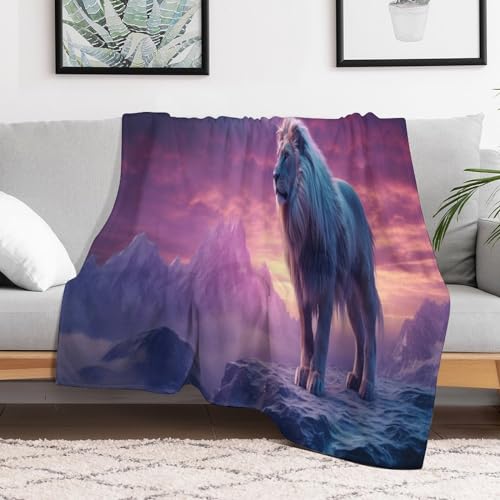Couverture salon douce lion pour cocooning sur le canapé ou lit en hiver - 3