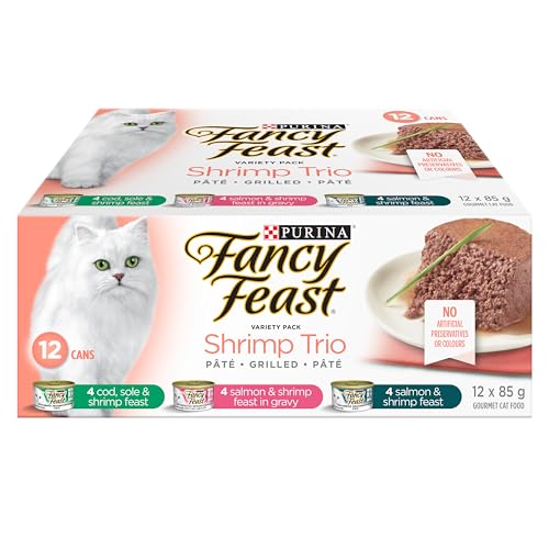 Fancy Feast Wet Cat Food, Shrimp Trio Variety Pack 3 Flavours – 85 g Can (12 Pack)