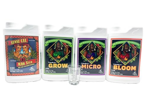 Advanced Nutrients Grow Micro Bloom pH Perfect + Sensi Cal Mag Bundle Set Combo Base Nutrient 1L+ All U Need Garden Supply Trushot Liquid Measuring Glass