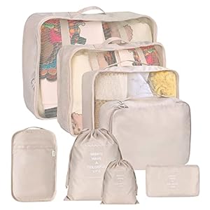 8 Set Packing Cubes for Suitcases, kingdalux Travel Luggage Packing Organizers with Laundry Bag, Compression Storage…