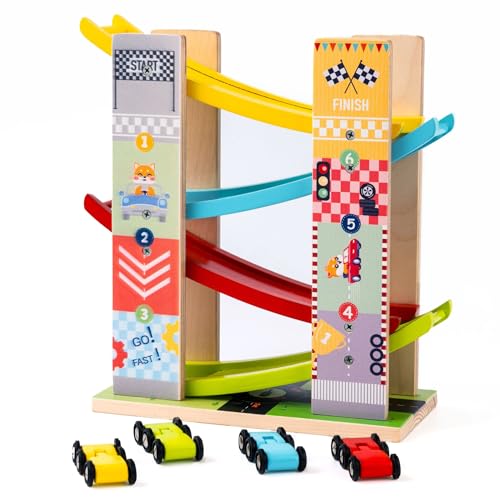 Image of Cots and Cuddles Multilevel Ramp Race Track Set with 4 Mini Cars for Kids | Montessori Motor Skill Development Toy | Gift for 2+ Year Old Boys & Girls | Made in India