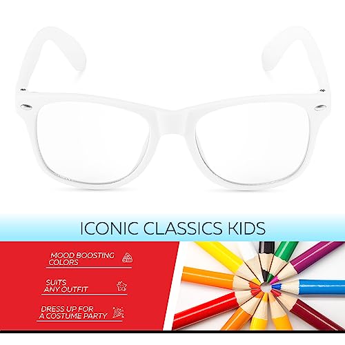 Image of Kids Sunglasses for Boys Girls Age 3-12 Classic Children Sun Glasses UV400 | Fun Colors, Rubberized Frame, UV Protection Shatterproof Lens, Square Kids Toddler Shades for Beach, Travel, Everyday