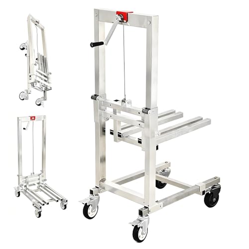 Transpaleta portátil con marco de acero de plegado rápido, capacidad de carga de 60 kg y elevación manual de 85 cm para un fácil manejo de armarios, electrodomésticos y tareas diarias