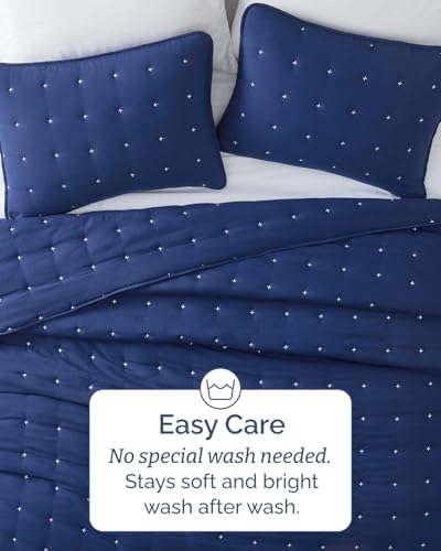 Image of Quilts King Size - Bedspread for King Size - Lightweight Comforter Set - Quilt Bedding Set for All-Seasons - Ultra Soft, Breathable & Comfy - Summer Coverlet with 2 Pillow Shams - 106 inch x 96 inch, Navy