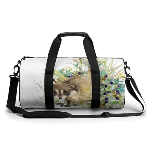 Sac week-end raton laveur aquarelle idéal pour camping et randonnée