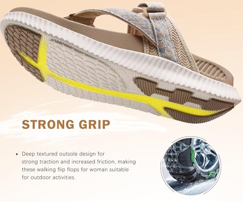Image of KuaiLu Womens Orthopedic Flip Flops With Arch Support Adjustable Thick Athletic Cushion Recovery Walking Sandals For Woman Ladies Fashion Comfortable Flip-Flop Slides, Water Resistant & Lightweight