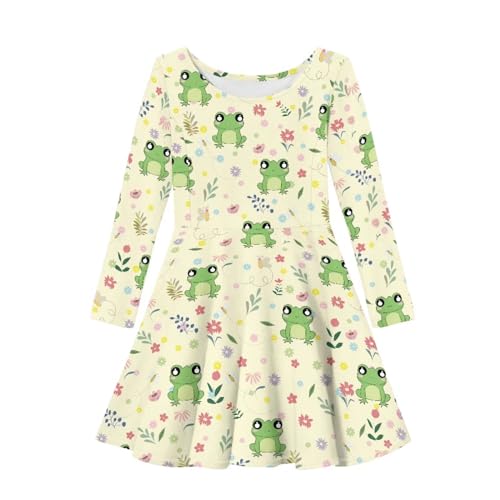 Cute Long Sleeve Dresses for Girls Size 3-16 Knee Length Dresses Girls Skater Dress for Casual Winter2