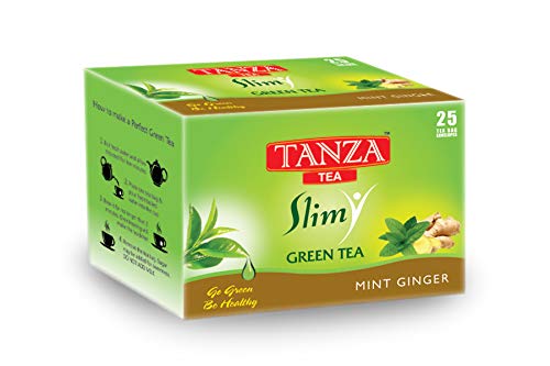 Tanza Tea Slim Green Tea | Mint Ginger Flavoured | 25 Tea Bag Envelopes