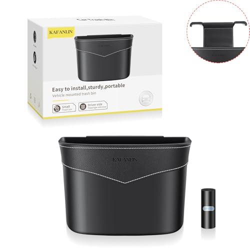 Image of Car Trash Can Mini Trash Bin Garbage Organizer with Plastic Trash Bag Automotive Small Garbage Bin for Home Office Auto Vehicle Car Door Front Back Seat Storage Accessories (hook trash can)