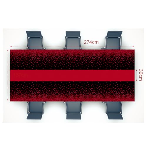 Image of Oudain 6 Pcs Black and Red Tablecloth for Party Plastic Red Dot Tablecloths Printed Table Runner Waterproof Disposable Rectangle Table Cover for Birthday Graduation Wedding Party, 54 inch x 108 inch