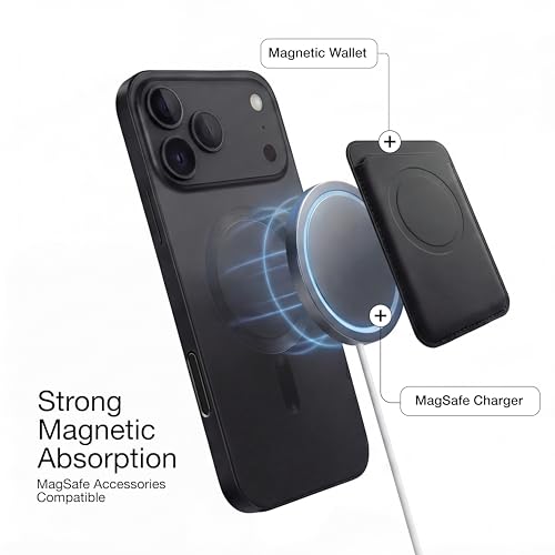 Image of amazon basics Premium Mag-Safe Case for iPhone 17 Pro | Shockproof & Anti-Scratch Cover | Soft Silicone with Wireless Charging | Camera Lens Guard - Black