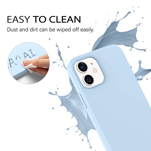 Domaver Iphone 12 Case, Iphone 12 Pro Case Liquid Silicone Soft Gel Rubber Microfiber Lining Cushion Protective Cover For Iphone 12/12 Pro 5G -6.1 Inch, Light Blue #TOP4