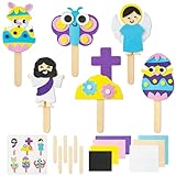 WATINC Popstick Puppet Craft Kits - Set of 6 Ice-Cream Stick Puppets Foam Craft Kits for Kids, DIY Story Time Toys Art Projects Crafts Birthday for Preschool Beginners