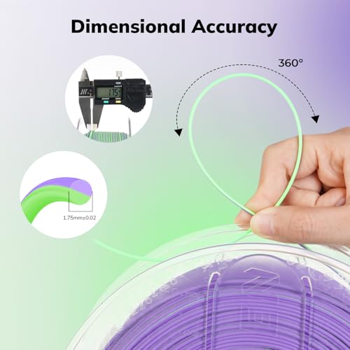 Image of AMOLEN Matte PLA 3D Printer Filament - Dual Color Green Purple Filament, Smooth Finish Color Change 3D Printing Filament 1.75mm, 1KG /2.2lb