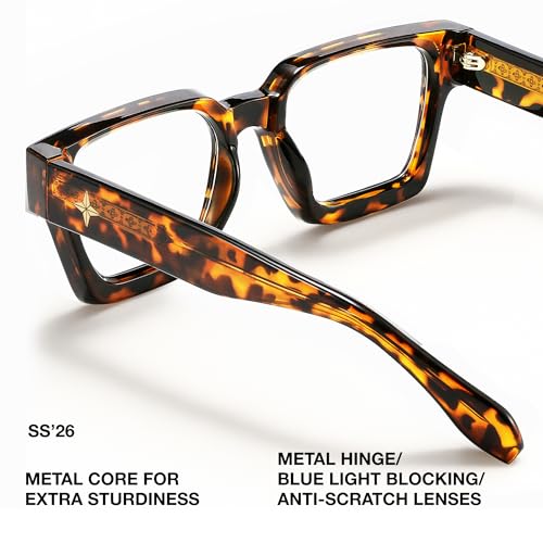Image of livho Oversized Eyewear Frame for Woman and Men - Rectangle Fashion Glasses for Computer, Chic Preppy Frame