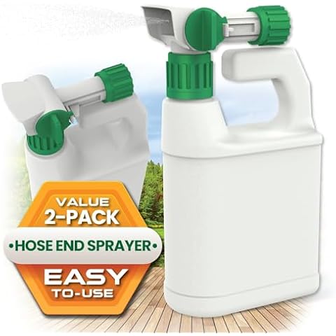 Trifecta Refillable Hose-End Sprayer With 32oz Bottle, 2-Pack, 20 To 1 Ratio, Garden Hose Fertilizer Dispenser, Lawn Sprayer, Garden Sprayer Natural: TWO-PACK, 32oz Hose Sprayer With Bottle Cover
