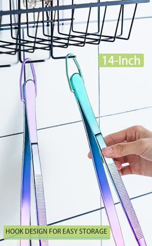 image for JETKONG 2 Pcs 14-Inch Culinary Tweezers Extra Long Food Tweezers Kitch