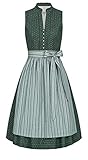 Nübler Dirndl kurz Damen - 2 teilig inkl. Kleid und Dirndl Schürze im Landhausstil, Rocklänge 60cm - Moderne bayrische Tracht, Dirndl Set Jette Grün Gr. 36