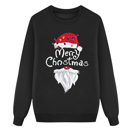 Costume de famille à col rond manches longues vêtements de nuit Noël noir M