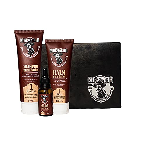 Kit Shampoo para Barba + Balm para Barba + Oleo para Barba - Muchacho Classic - Kit Completo para o