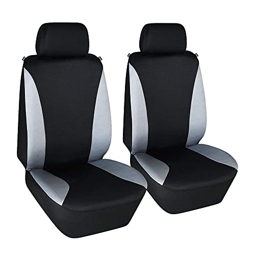 Elantrip Waterproof Front Car Seat Covers Set Universal Fit Bucket Seat Protector Airbag Compatible For Cars Suvs Trucks Vans, Gray And Black 2 Pcs #TOP6